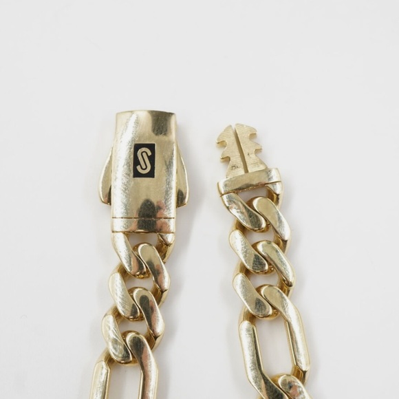 Monaco Chain Miami Cuban Figaro Link 9mm 9in 12.5g 14K Yellow Gold EUC - Picture 14 of 16